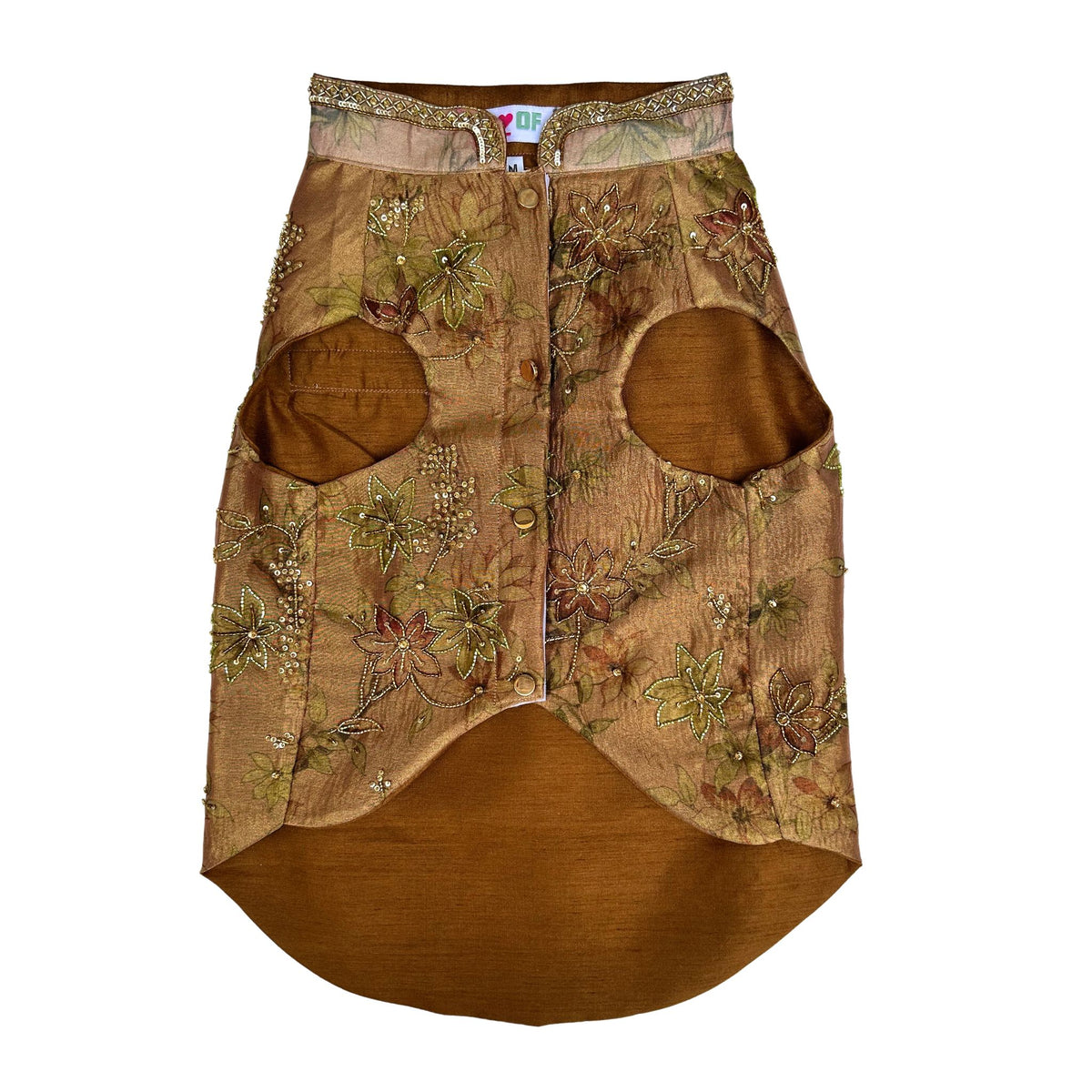 RUST ZARI PHOOLKARI HAND EMBROIDERED SHERWANI FOR DOGS AND CATS
