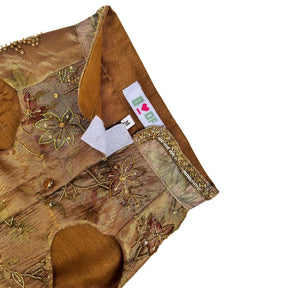 RUST ZARI PHOOLKARI HAND EMBROIDERED SHERWANI FOR DOGS AND CATS