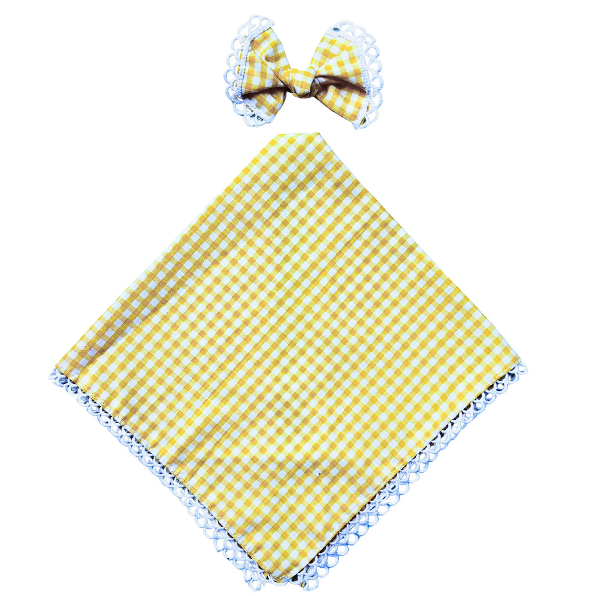 YELLOW CHECKERED BANDANA FOR DOGS AND CATS