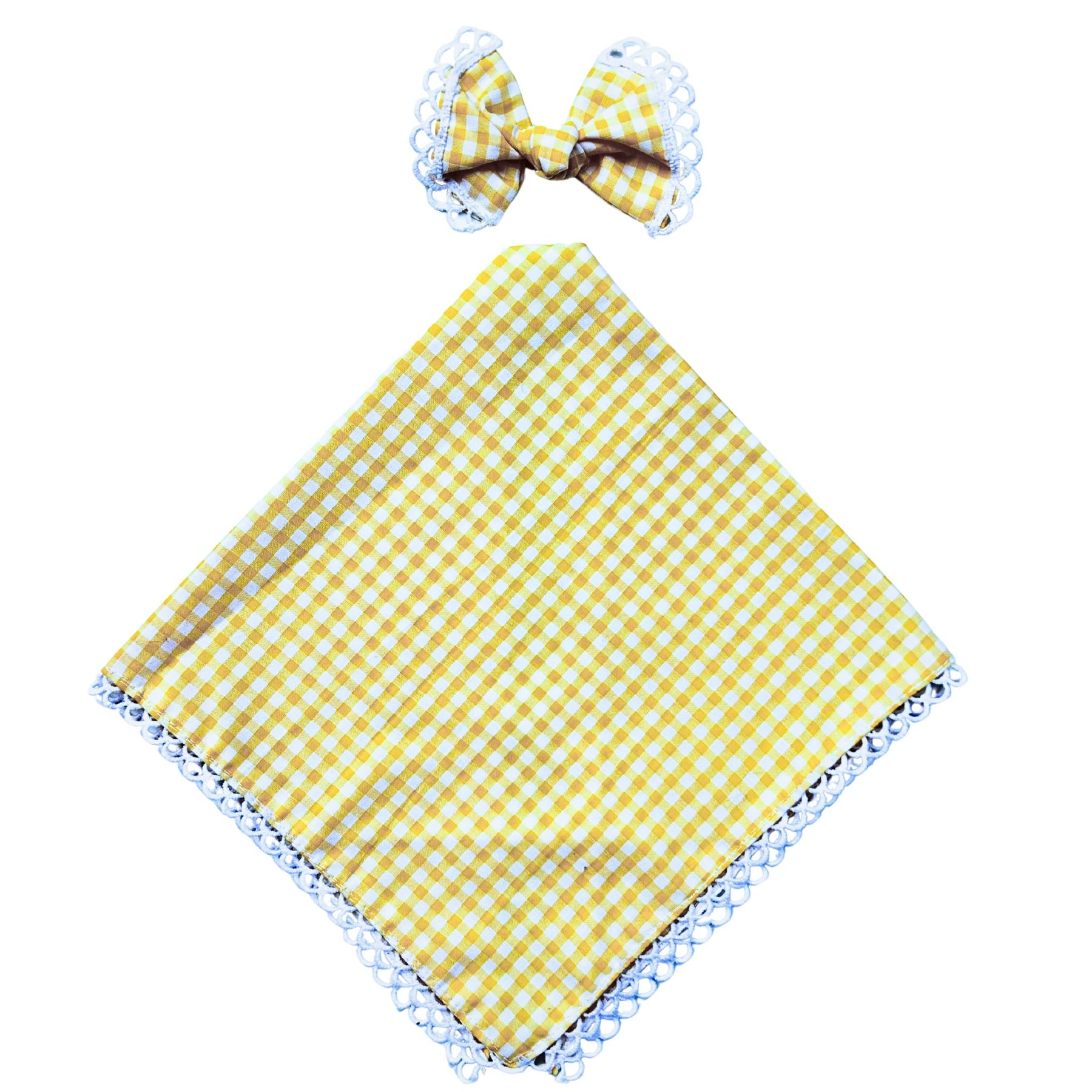 YELLOW CHECKERED BANDANA FOR DOGS AND CATS