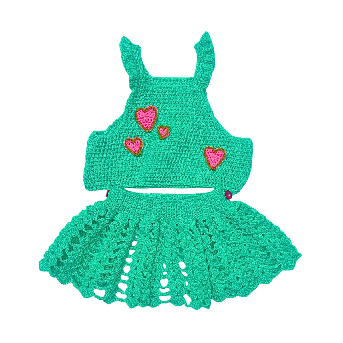 MINTY LOVE CROCHET DRESS FOR DOGS AND CATS