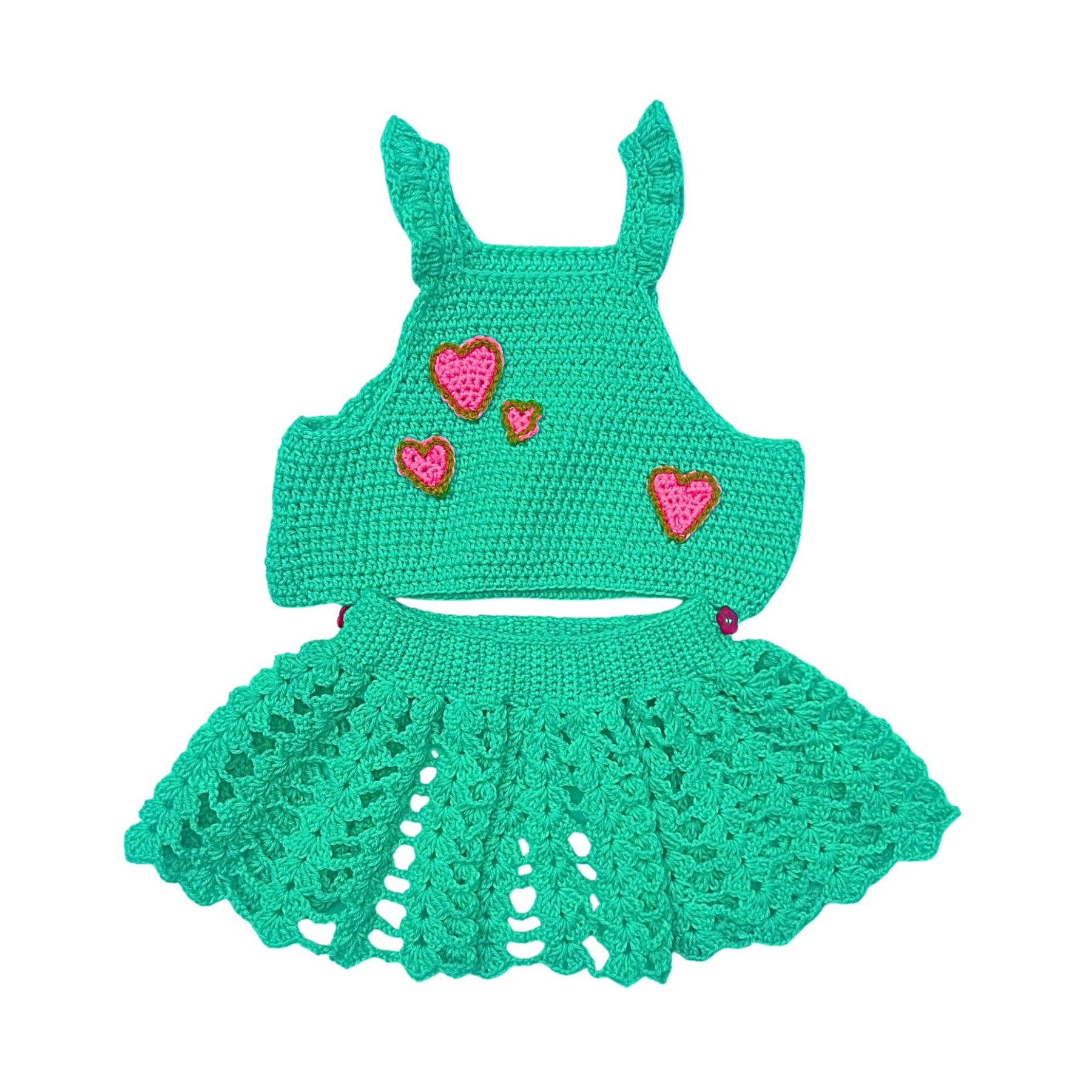 MINTY LOVE CROCHET DRESS FOR DOGS AND CATS