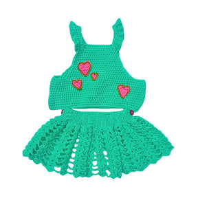 MINTY LOVE CROCHET DRESS FOR DOGS AND CATS