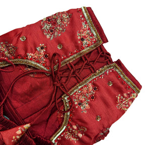 RED FLOWER HAND EMBROIDERED LEHENGA FOR DOGS AND CATS