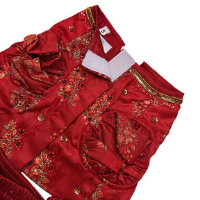 RED FLOWER HAND EMBROIDERED LEHENGA FOR DOGS AND CATS