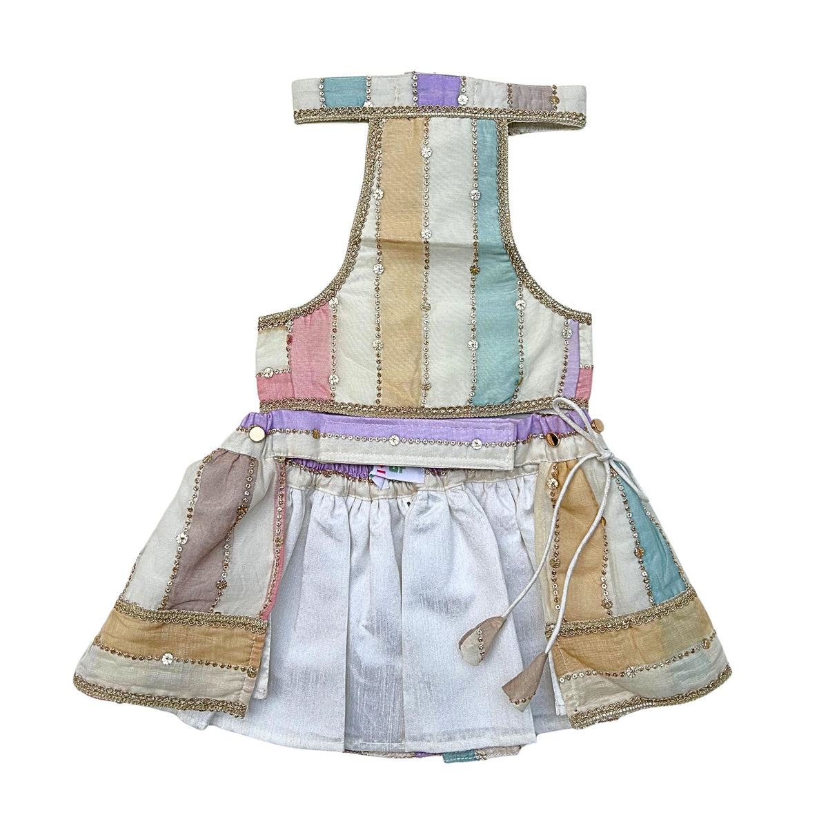 OFF WHITE MULTICOLOURED STRIPE LEHENGA FOR DOGS AND CATS