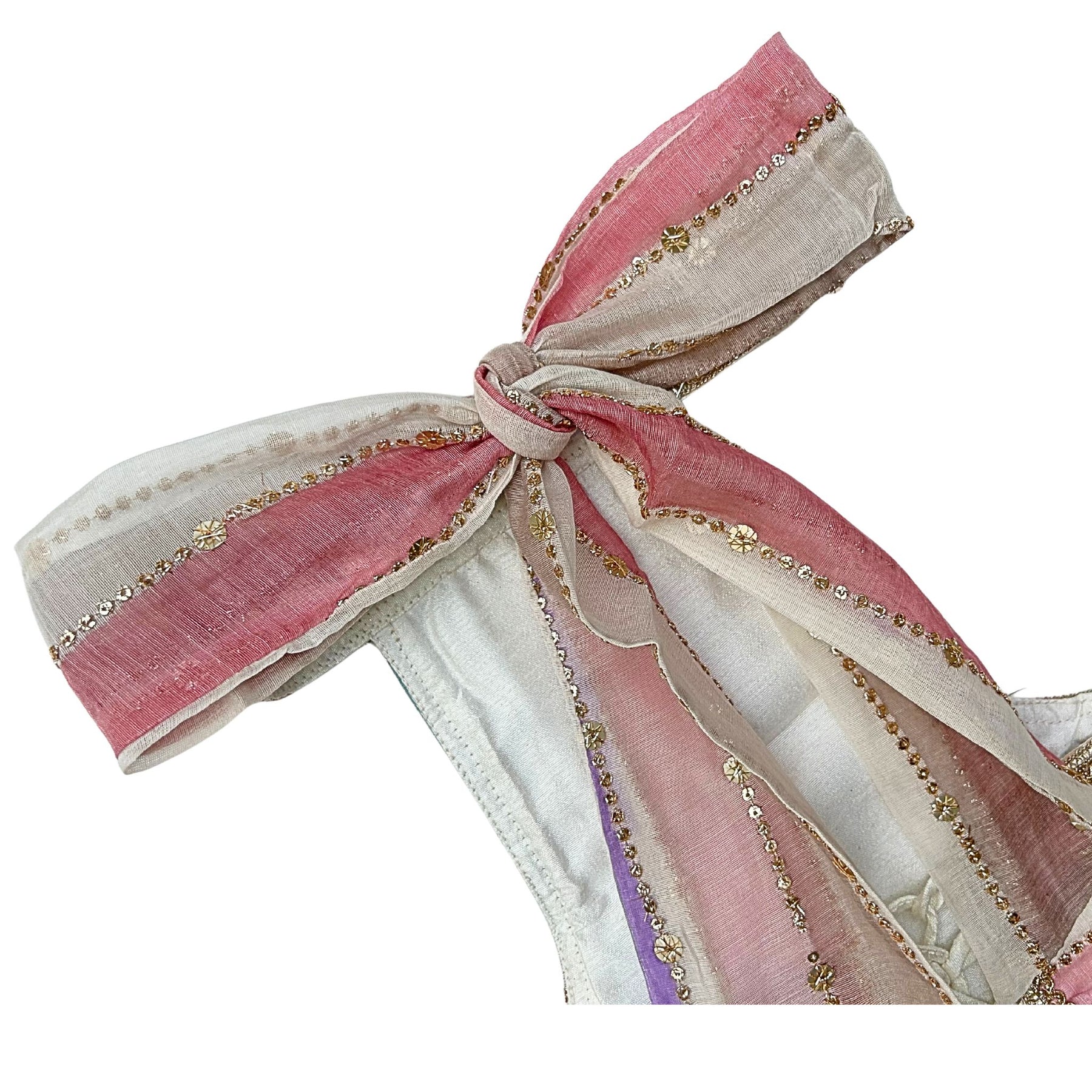 OFF WHITE MULTICOLOURED STRIPE LEHENGA FOR DOGS AND CATS