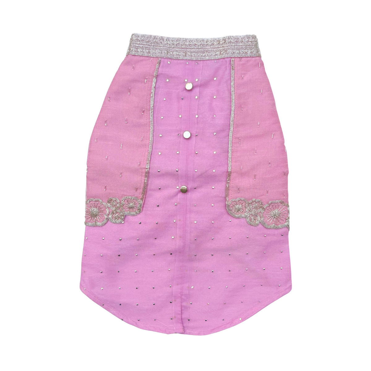 SILVER PETAL SCALLOP HAND EMBROIDERED WAISTCOAT STYLE KURTA FOR DOGS AND CATS