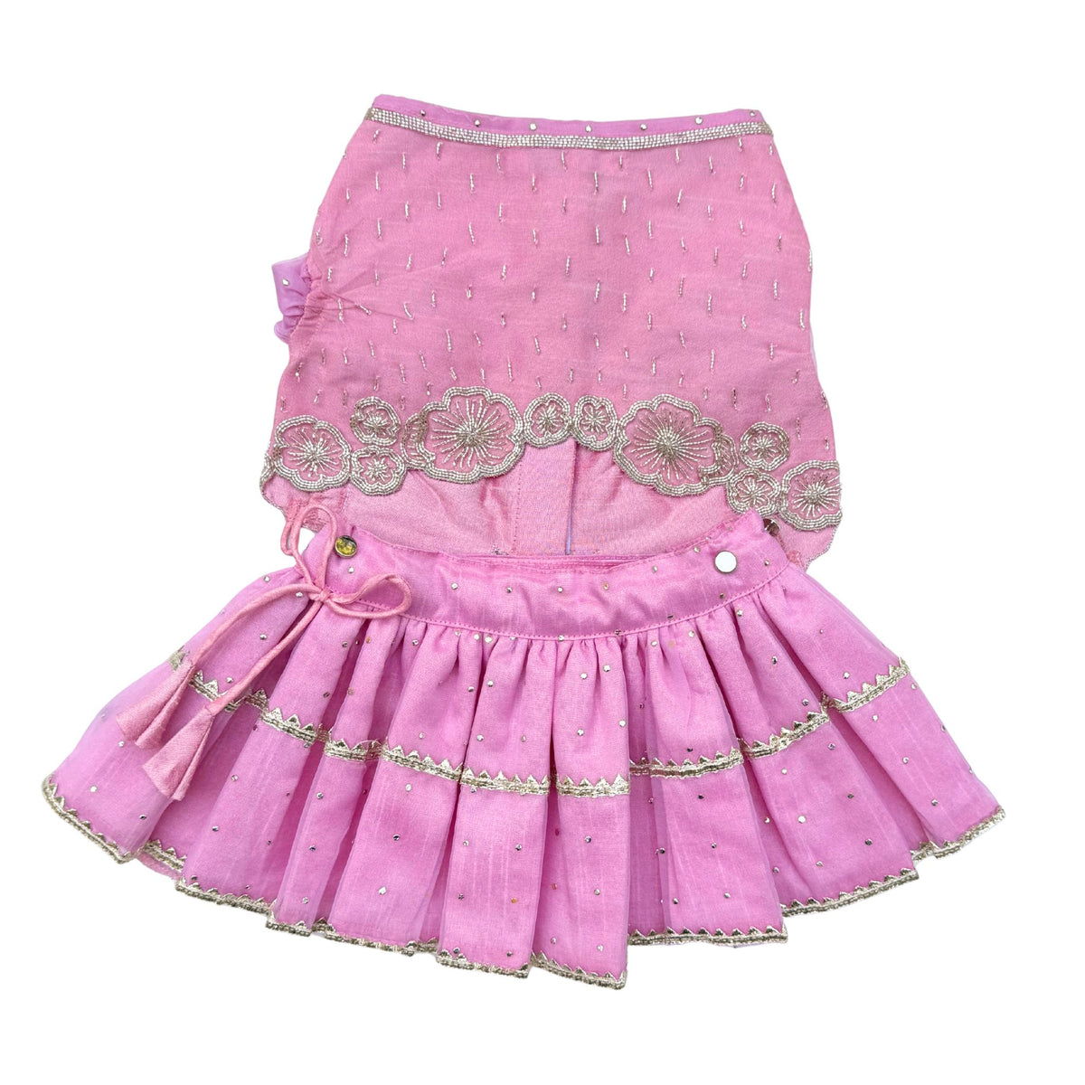 SILVER PETAL SCALLOP HAND EMBROIDERED LEHENGA FOR DOGS AND CATS