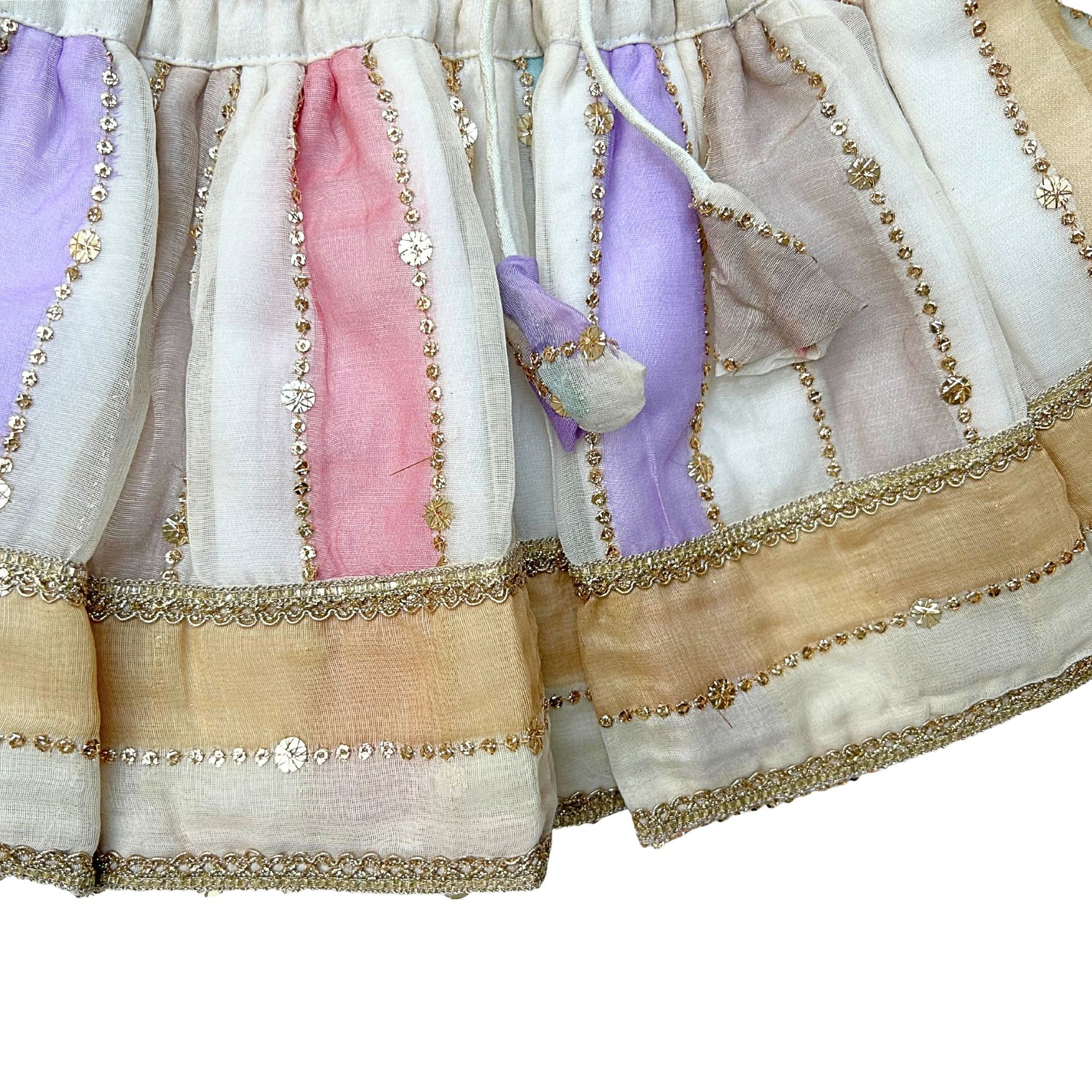 OFF WHITE MULTICOLOURED STRIPE LEHENGA FOR DOGS AND CATS