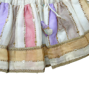 OFF WHITE MULTICOLOURED STRIPE LEHENGA FOR DOGS AND CATS