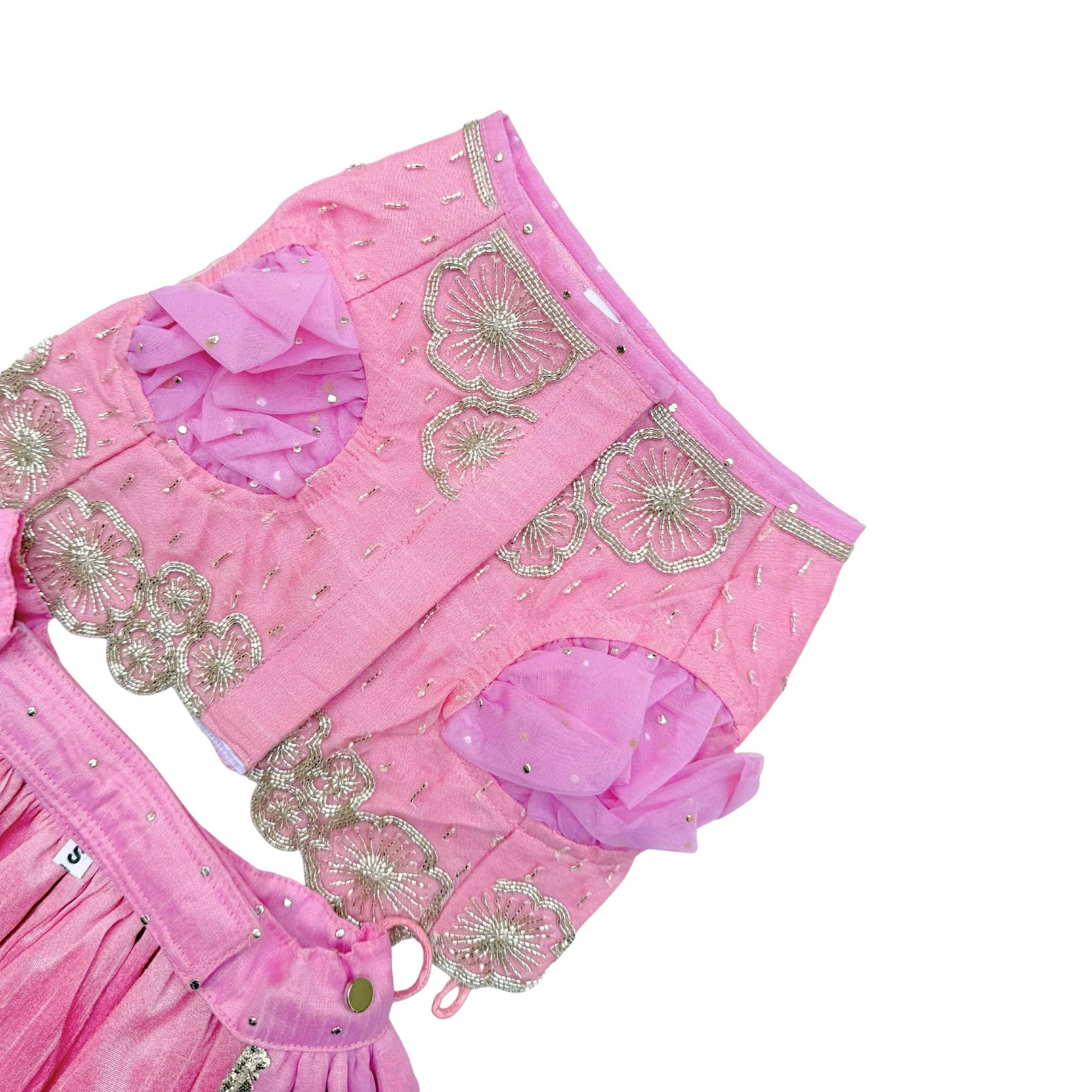 SILVER PETAL SCALLOP HAND EMBROIDERED LEHENGA FOR DOGS AND CATS