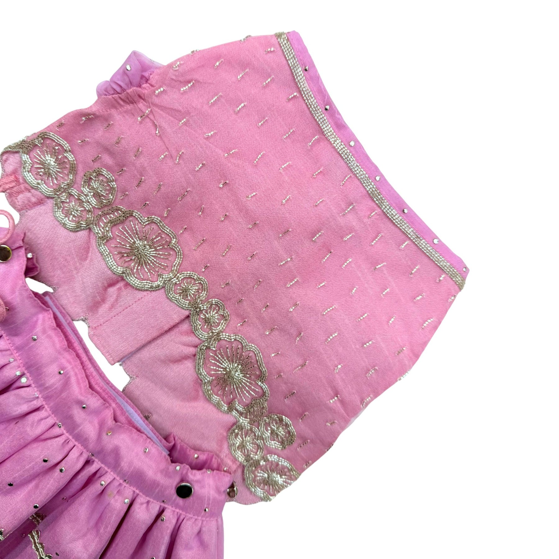 SILVER PETAL SCALLOP HAND EMBROIDERED LEHENGA FOR DOGS AND CATS