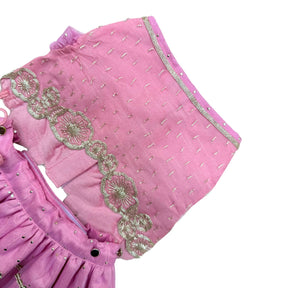 SILVER PETAL SCALLOP HAND EMBROIDERED LEHENGA FOR DOGS AND CATS
