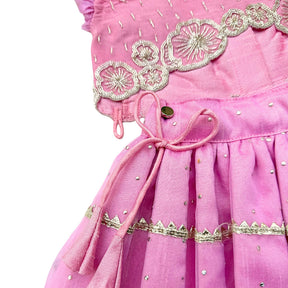 SILVER PETAL SCALLOP HAND EMBROIDERED LEHENGA FOR DOGS AND CATS