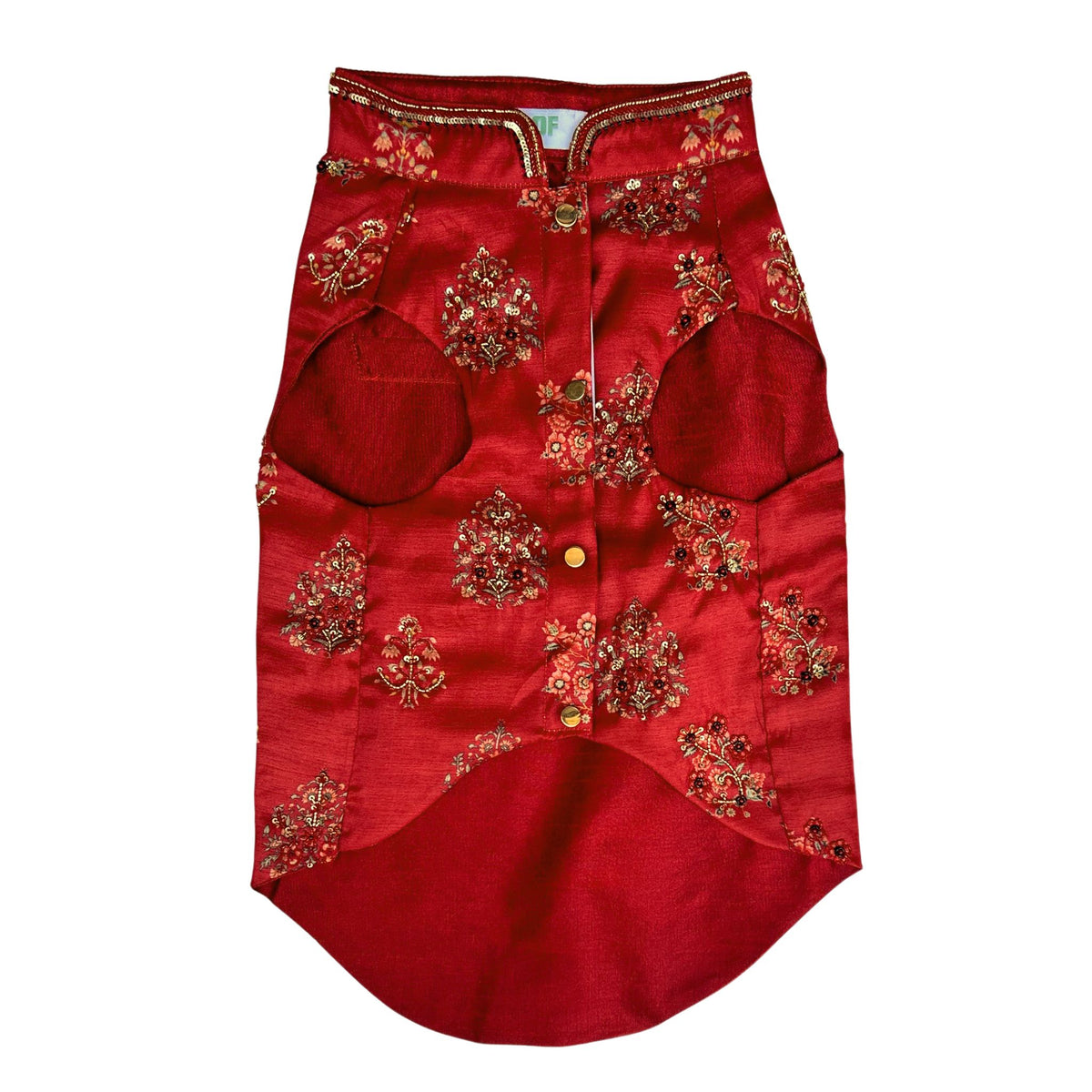 RED FLOWER HAND EMBROIDERED SHERWANI FOR DOGS AND CATS