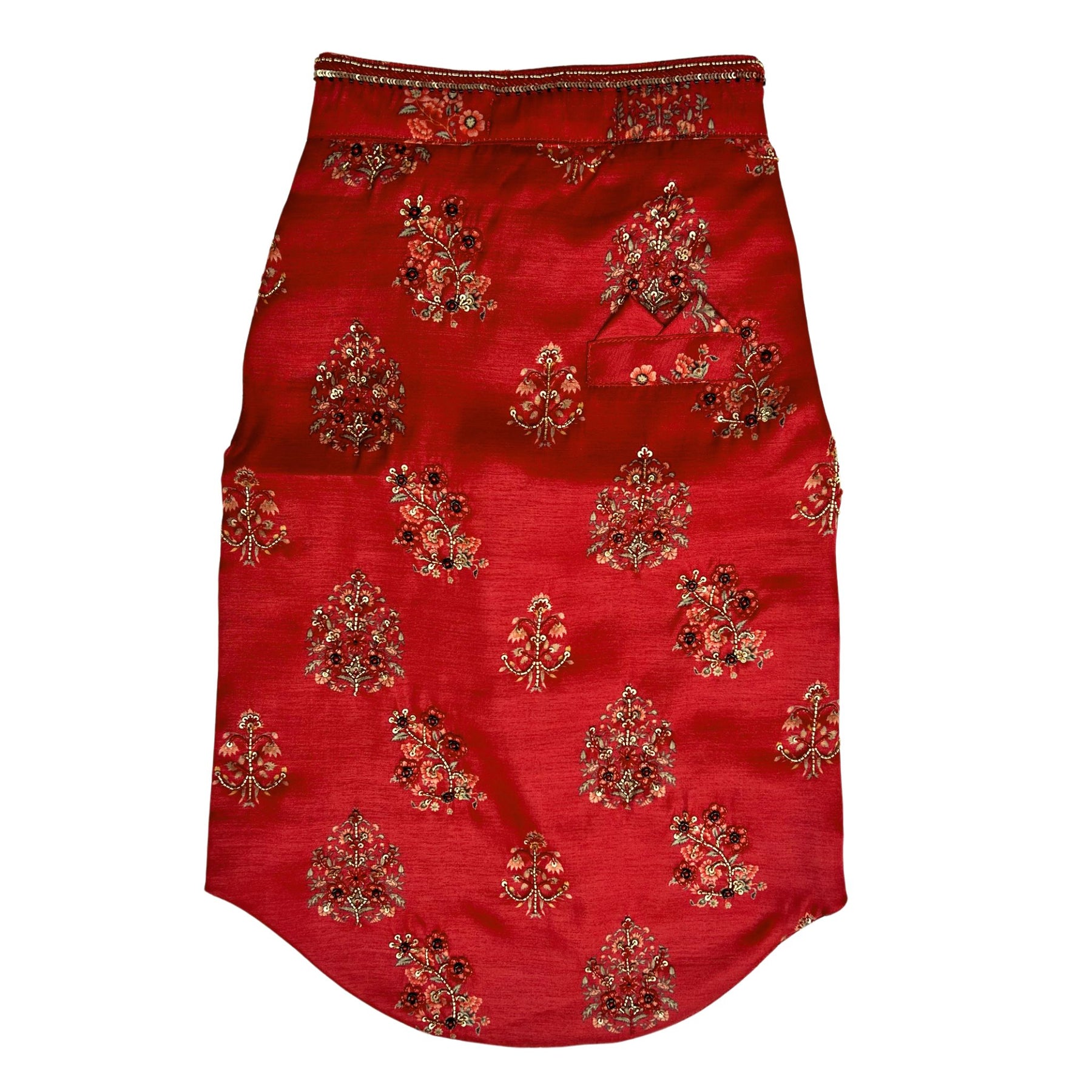 RED FLOWER HAND EMBROIDERED SHERWANI FOR DOGS AND CATS