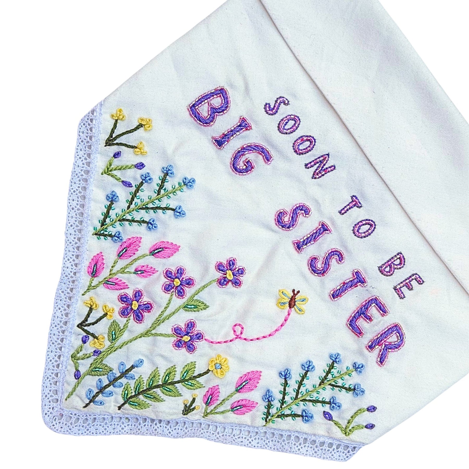 MULTICOLOUR FLORAL MOTIF HAND EMBROIDERED BANDANA FOR DOGS AND CATS