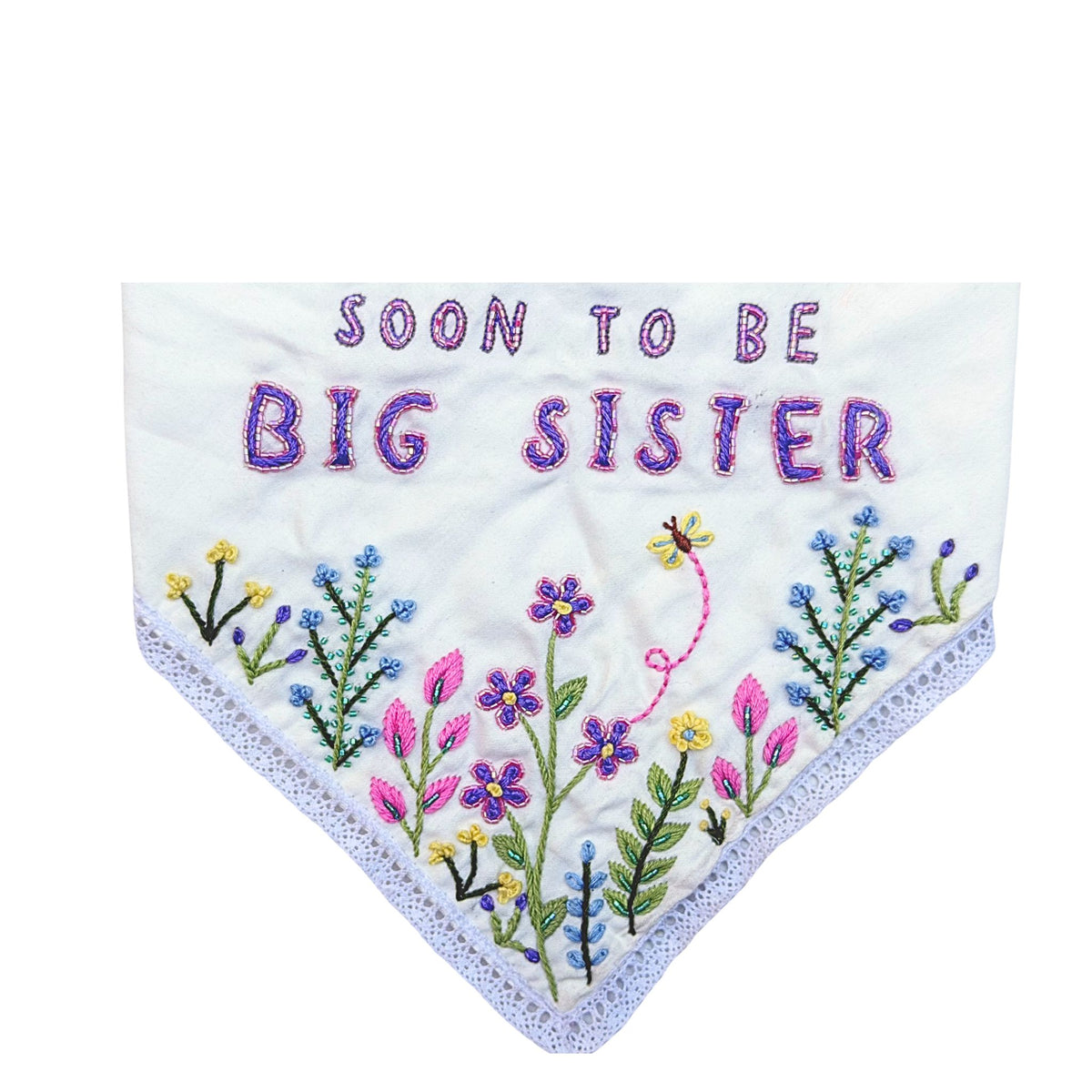 MULTICOLOUR FLORAL MOTIF HAND EMBROIDERED BANDANA FOR DOGS AND CATS