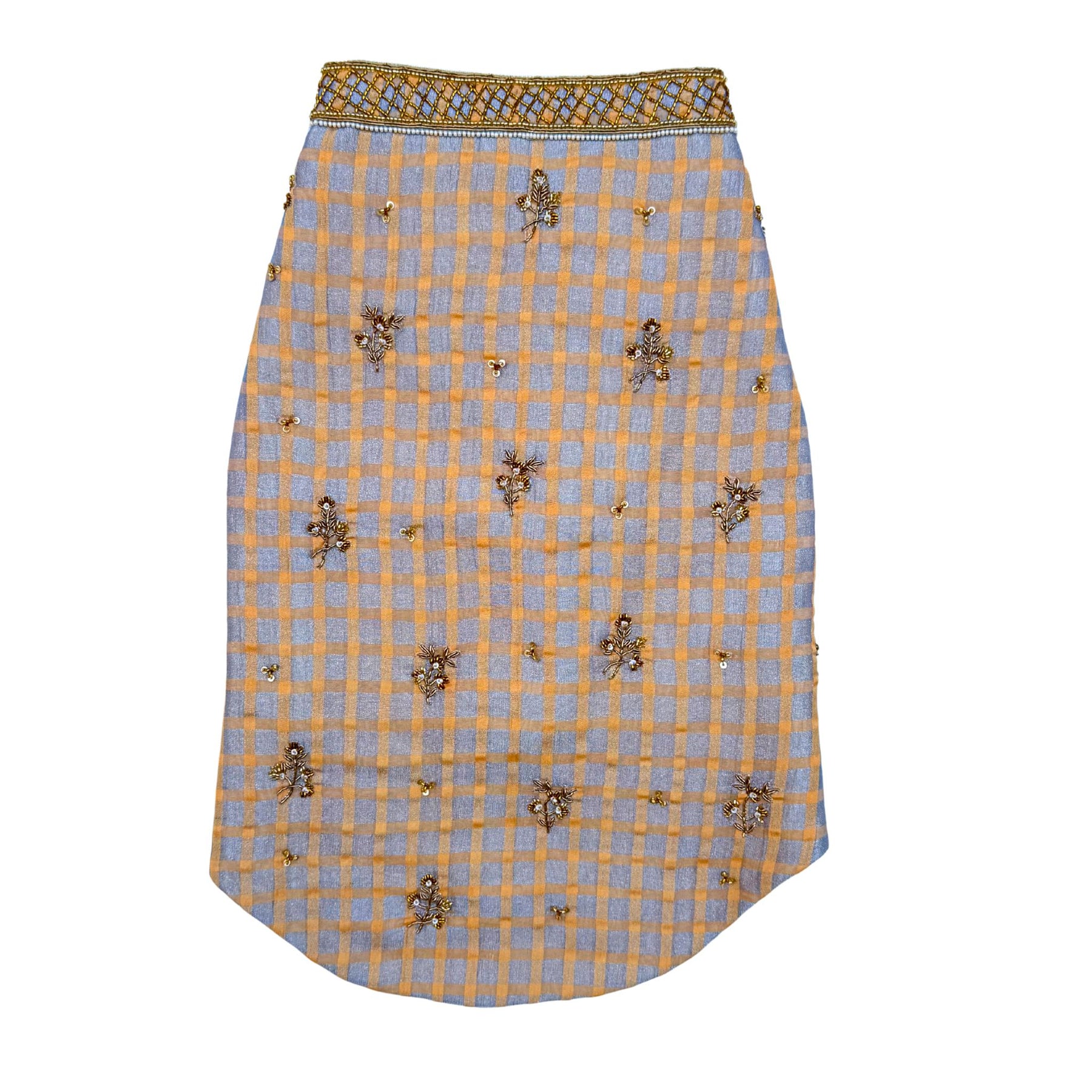 BEIGE BLUE DAINTY EMROIDERED TISSUE SHERWANI FOR DOGS AND CATS