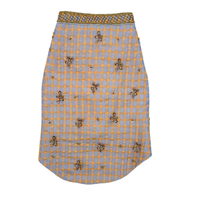 BEIGE BLUE DAINTY EMROIDERED TISSUE SHERWANI FOR DOGS AND CATS