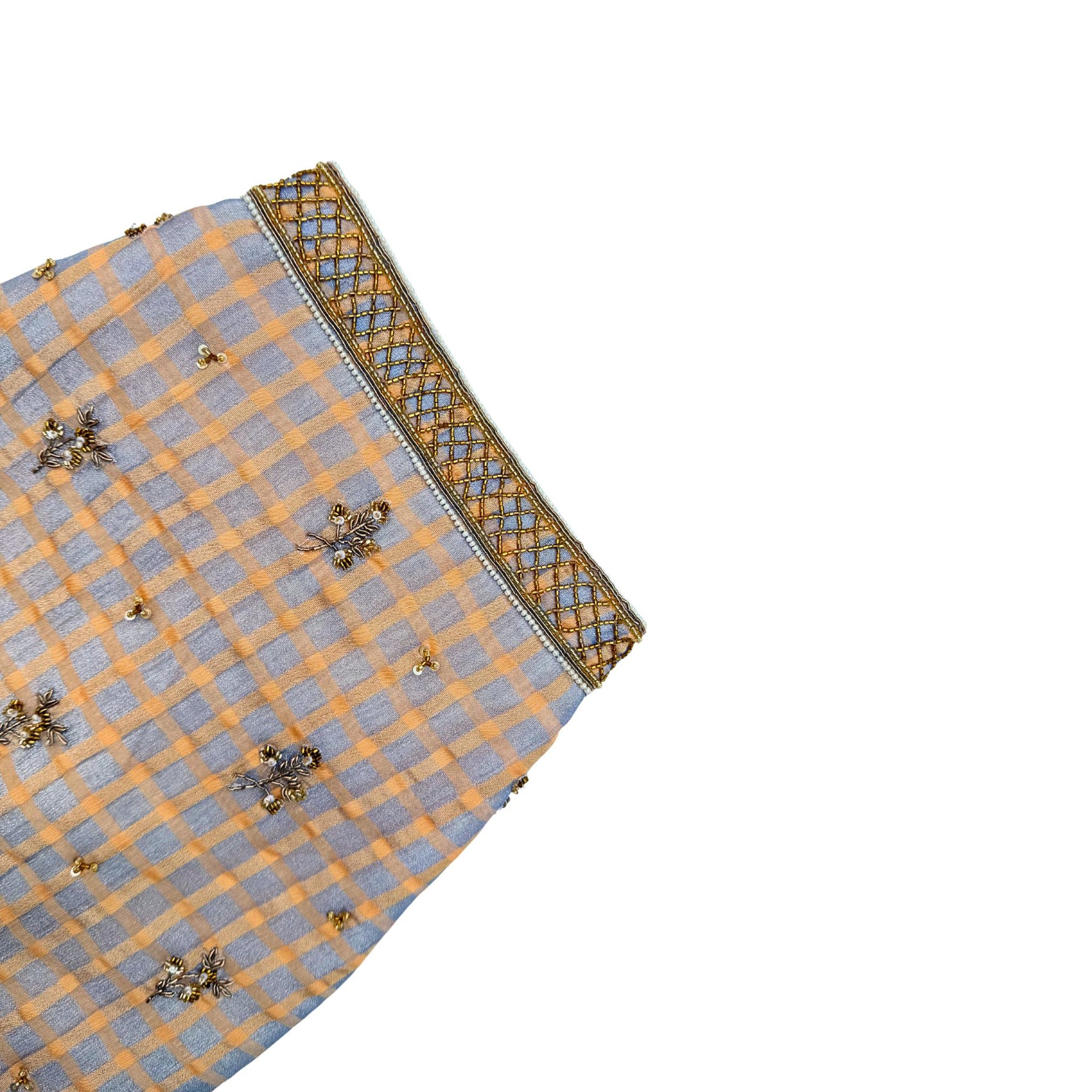 BEIGE BLUE DAINTY EMROIDERED TISSUE SHERWANI FOR DOGS AND CATS