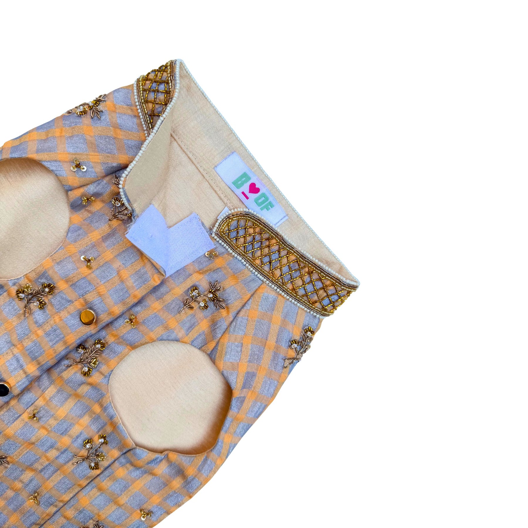 BEIGE BLUE DAINTY EMROIDERED TISSUE SHERWANI FOR DOGS AND CATS