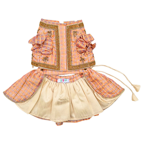 PEACH PINK DAINTY EMROIDERED TISSUE LEHENGA FOR DOGS AND CATS