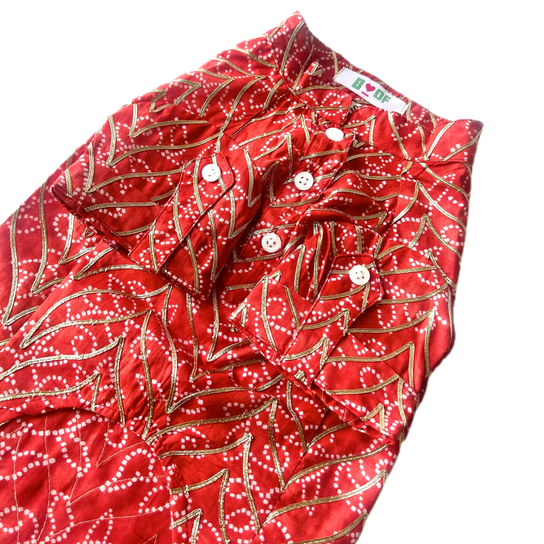 RED BLOCK PRINT GOTA KURTA