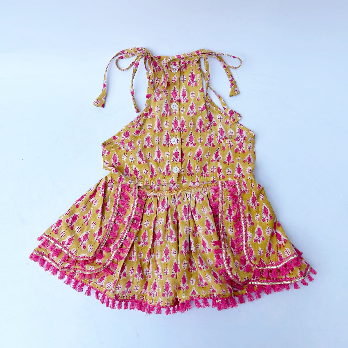 YELLOW TIE-UP DRESS FOR DOGS AND CATS