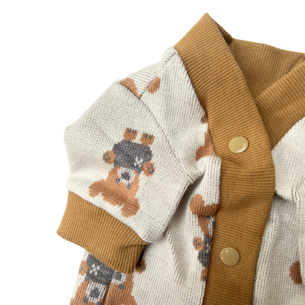 OFFWHITE TEDDY SHAWL COLLAR DOG CARDIGAN