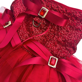 RED SEQUINS GEMSTONE DOG DRESS