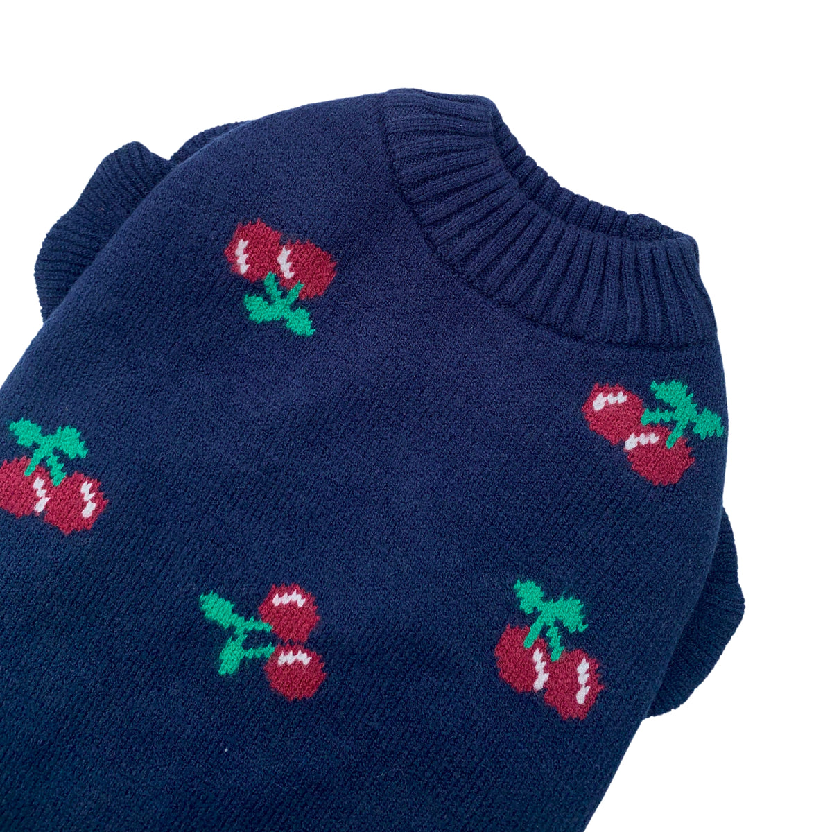 NAVY BLUE CHARMING CHERRY DOG SWEATER