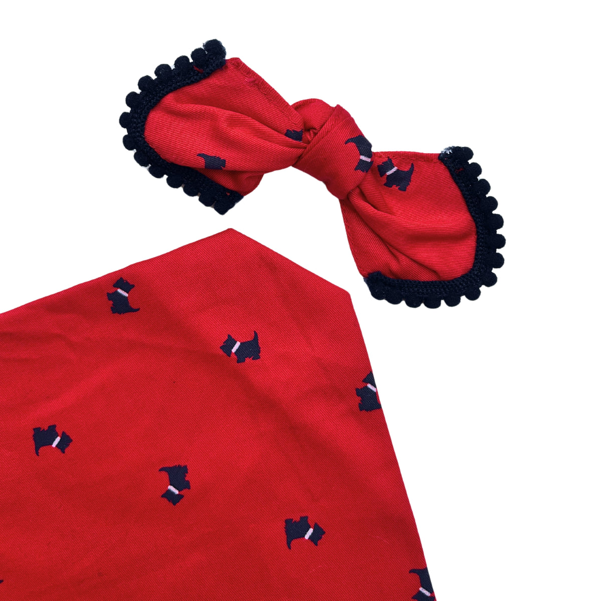 CHERRY PUP PRINT BANDANA WITH BOW FOR DOGS AND CATS