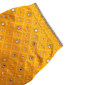 YELLOW BANDHANI PEARL HAND EMBROIDERED SHERWANI FOR DOGS AND CATS