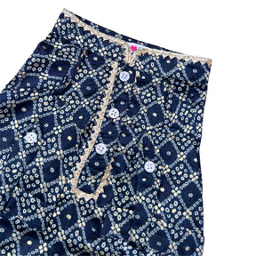 NAVY BLUE BANDHANI COTTON KURTA FOR DOGS AND CATS