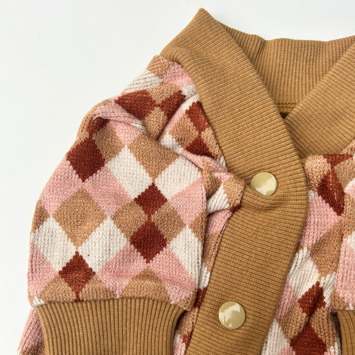 PINK BROWN CHECK SHAWL COLLAR DOG CARDIGAN