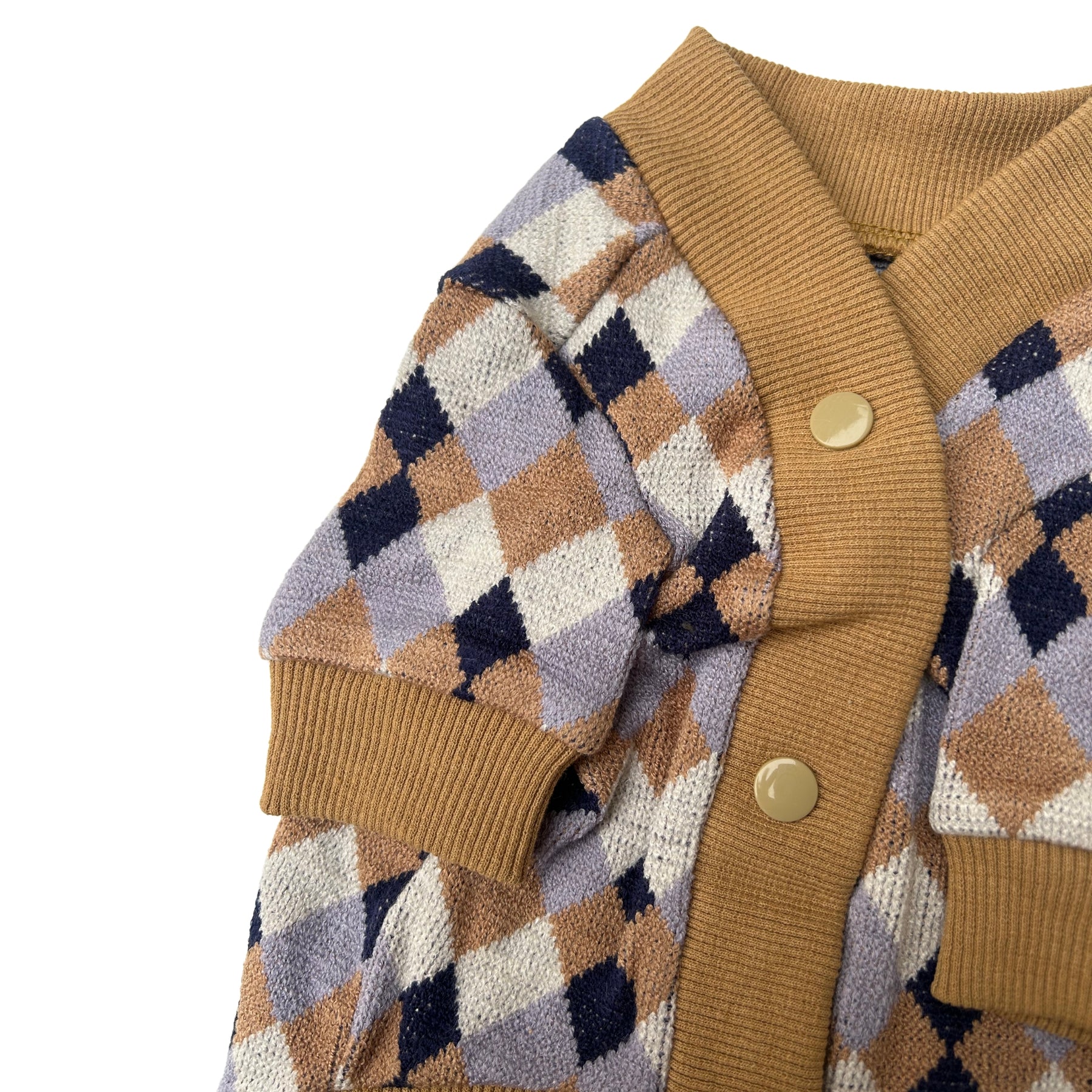 BLUE GREY CHECK SHAWL COLLAR DOG CARDIGAN