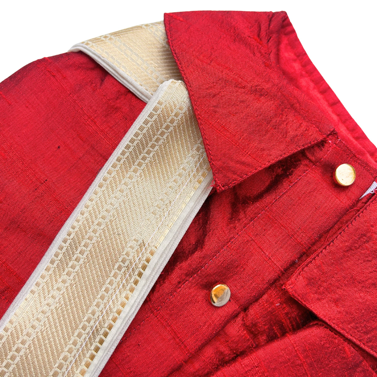 RED PURE RAW SILK DOG KURTA