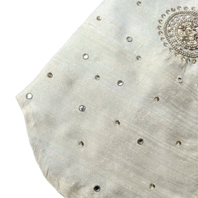 HAND EMBROIDERED MIRROR WORK OFF-WHITE DOG SHERWANI