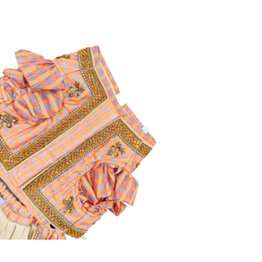 PEACH PINK DAINTY EMROIDERED TISSUE LEHENGA FOR DOGS AND CATS