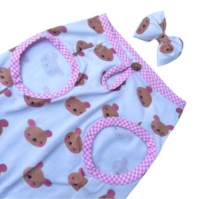 WHITE TEDDY CHECK BINDING DOG T-SHIRT