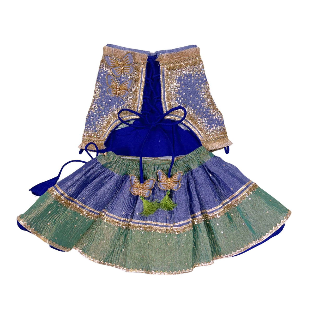 TISSUE COLOUR BLOCK BUTTERFLY HAND EMBROIDERED LEHENGA FOR DOGS AND CATS