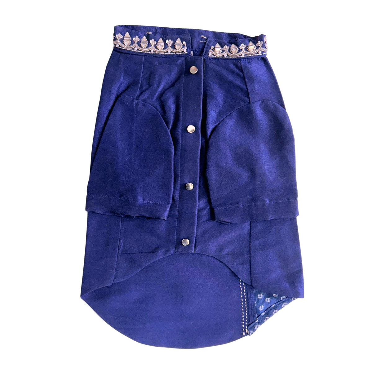BLUE BANDHANI SILVER EMBELLISHED SHERWANI FOR DOG AND CATS