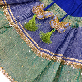 TISSUE COLOUR BLOCK BUTTERFLY HAND EMBROIDERED LEHENGA FOR DOGS AND CATS