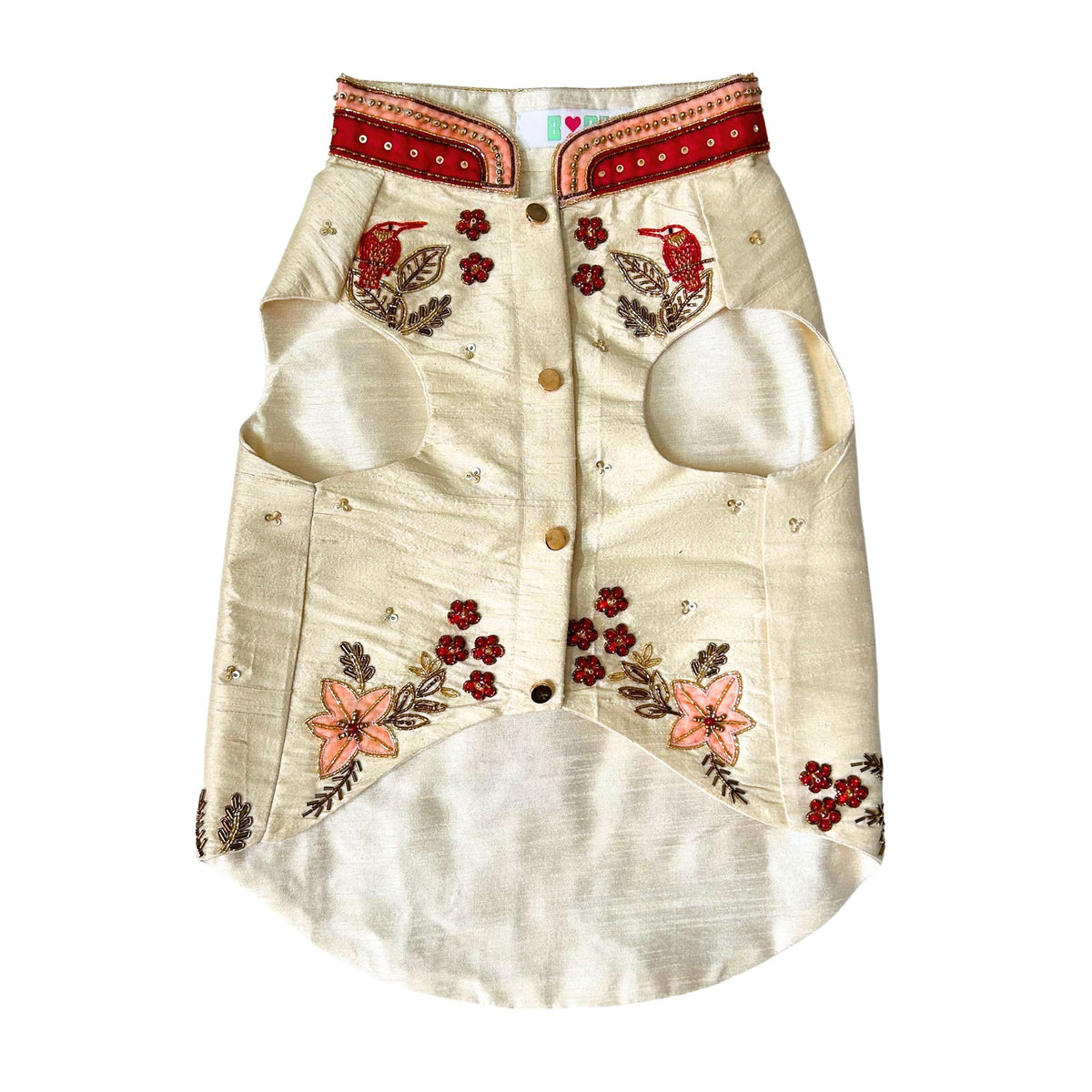 IVORY PALM HAND EMBROIDERED SHERWANI FOR DOGS AND CATS