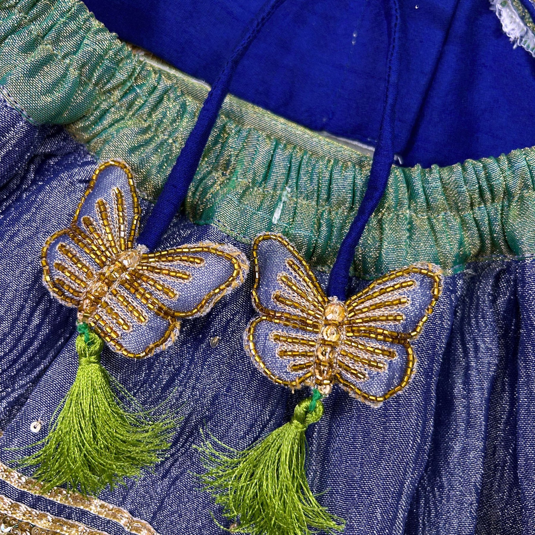 TISSUE COLOUR BLOCK BUTTERFLY HAND EMBROIDERED LEHENGA FOR DOGS AND CATS