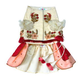 IVORY PALM HAND EMBROIDERED LEHENGA FOR DOGS AND CATS