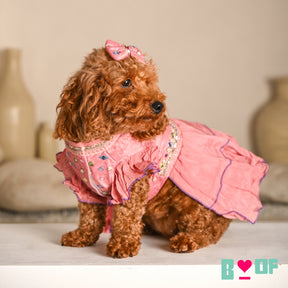 POWDER PINK COLOUR FLAKE ANARKALI FOR DOGS AND CATS