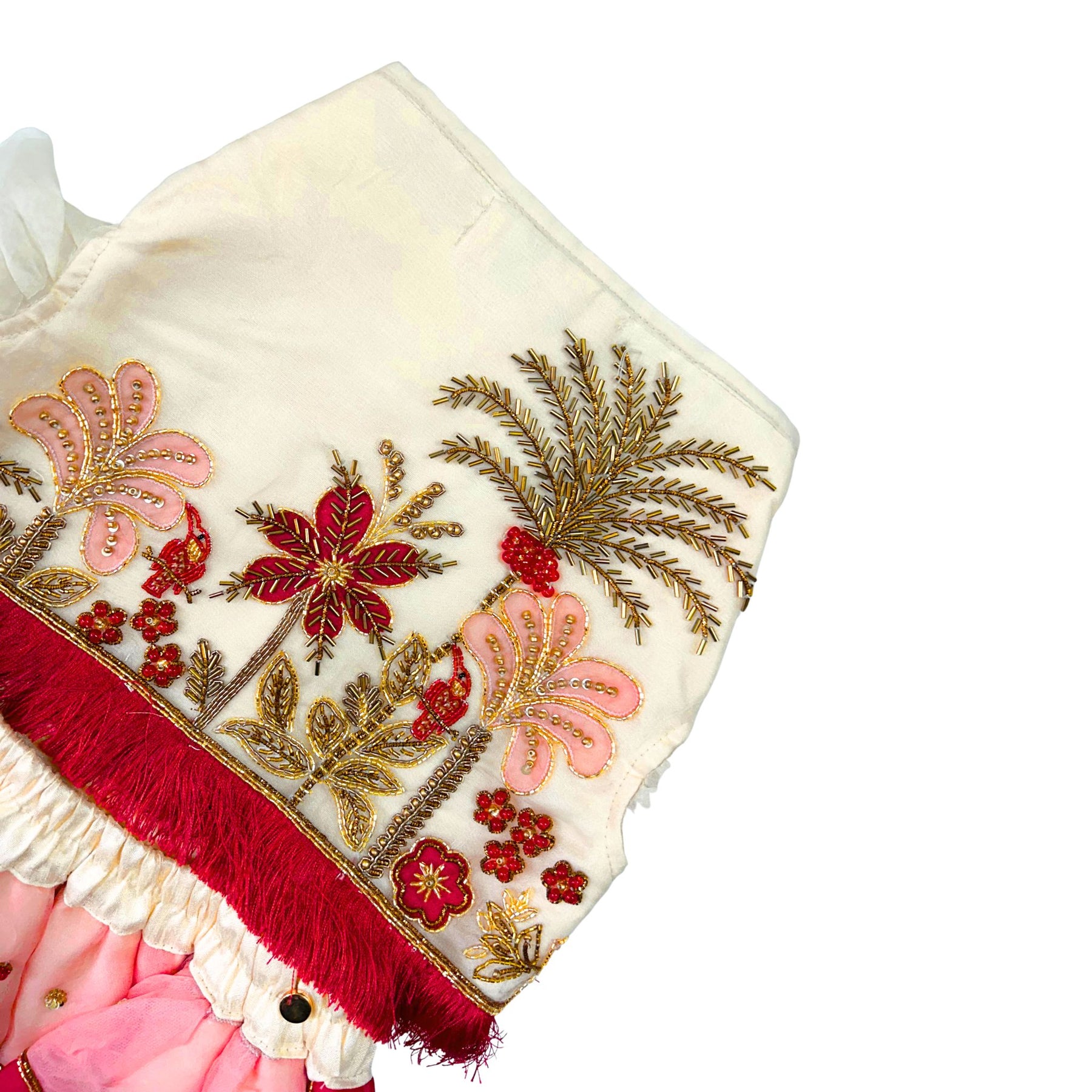 IVORY PALM HAND EMBROIDERED LEHENGA FOR DOGS AND CATS